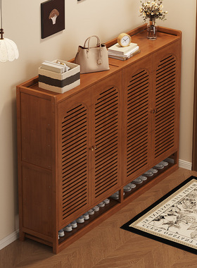 简易多层鞋柜家用入户门口楠竹170800鞋架阳台大码鞋收纳柜一体靠