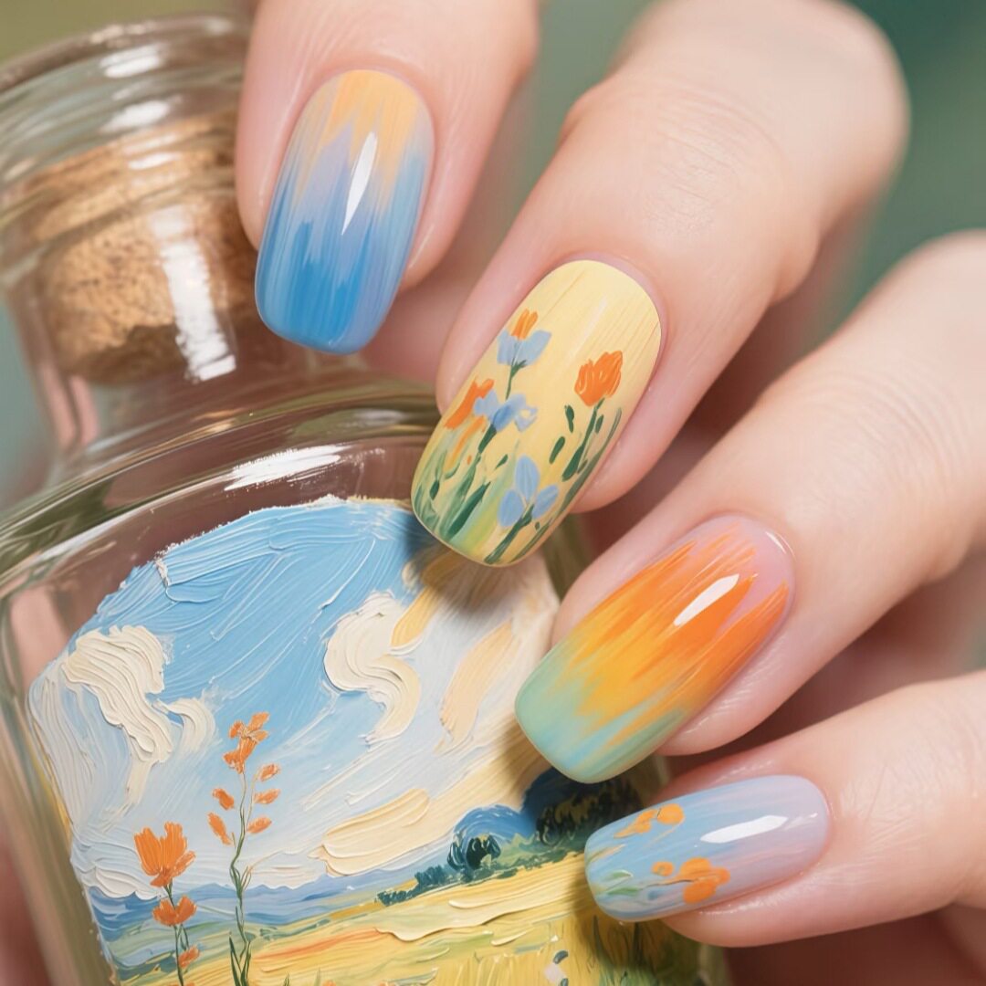 【油画风】新款穿戴甲显白美甲贴指甲贴甜美清新可拆卸成品美甲片,彩妆/香水/美妆工具,穿戴甲/甲片,淘宝优惠券,粉丝福利购,淘宝优惠卷