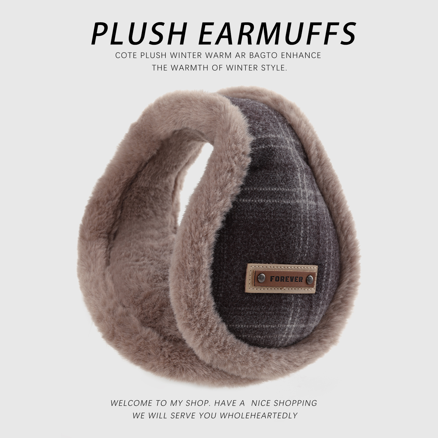 男士可折叠毛绒耳罩冬季新款加绒加厚加大护耳防冻耳套骑车防风寒