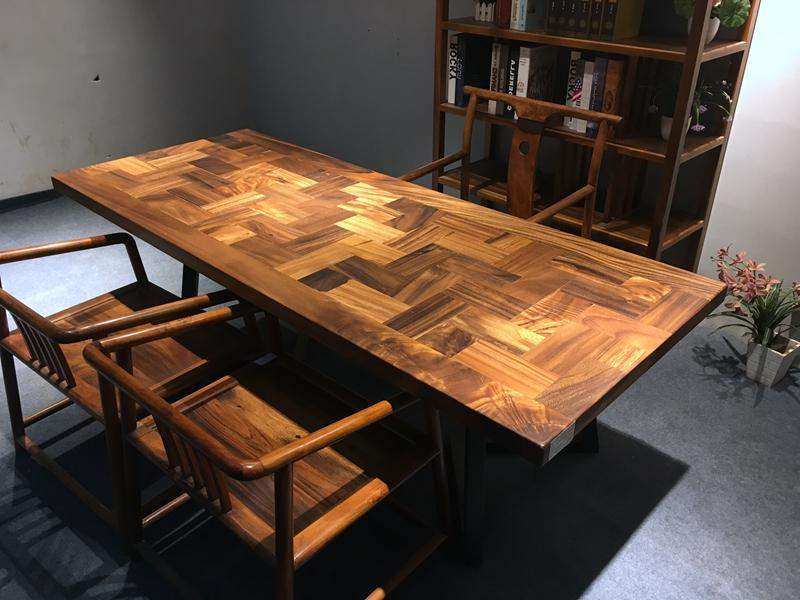 名贵实木原木餐桌 胡桃木大板桌办公桌吧台电视柜 奥坎黄花梨巴花