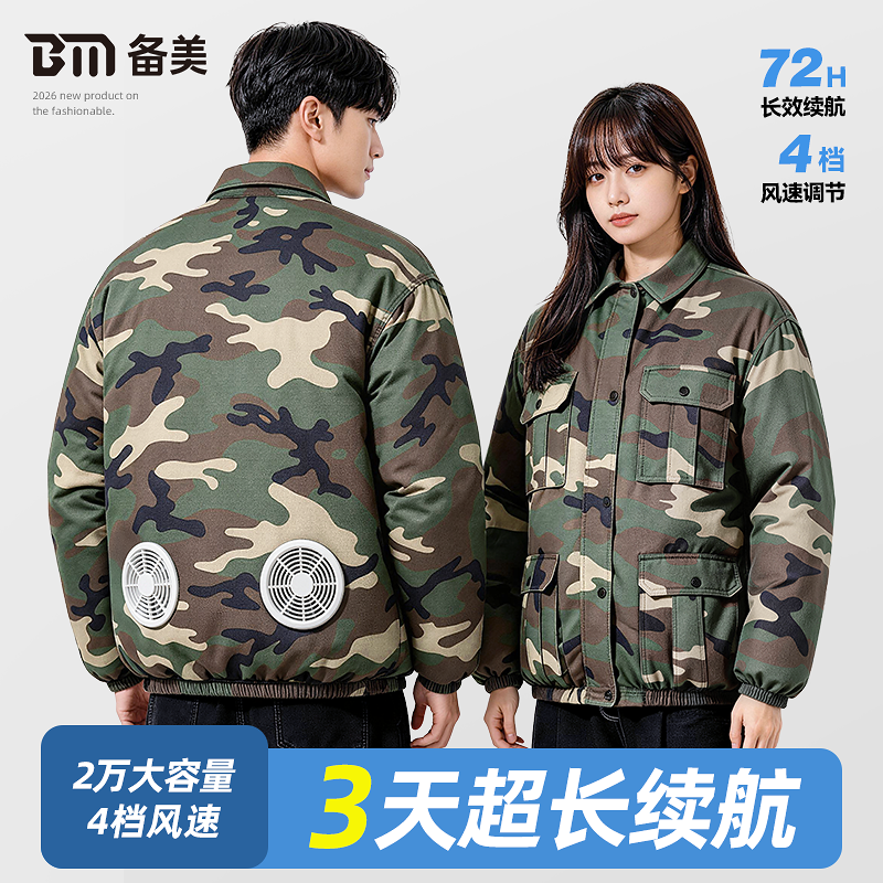 夏季制冷空调服风扇衣服降温工作服男款工装带风扇迷彩服电焊工地