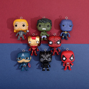 创意漫威Q版 饰杯子微景观挂件礼品胸卡配饰 英雄公仔DIY贴片婚礼装