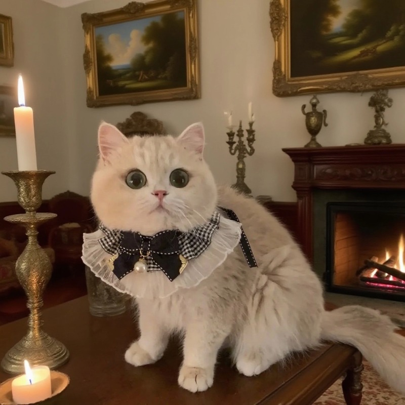可爱蝴蝶结公主风猫咪围脖