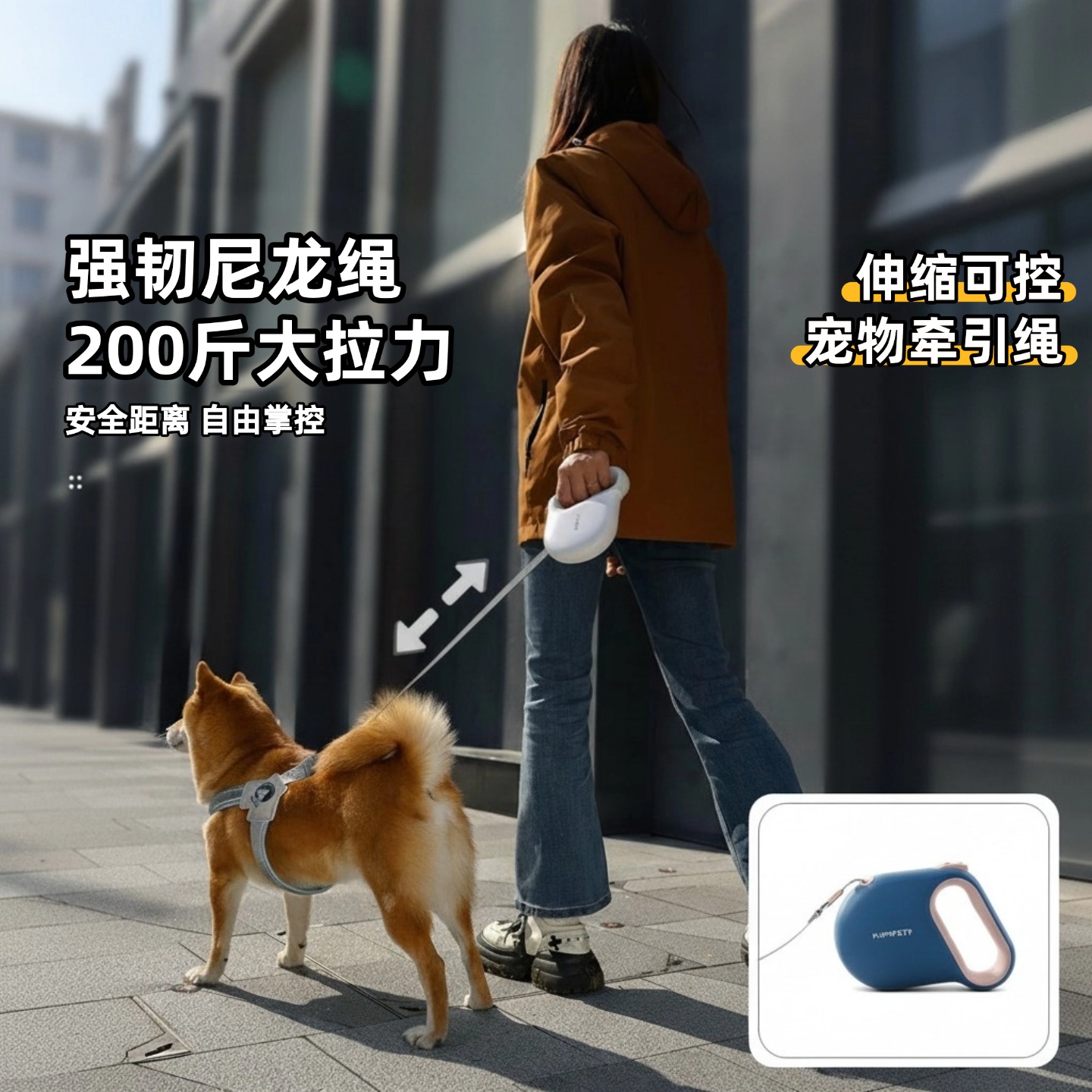 自由调节宠物牵引绳5m