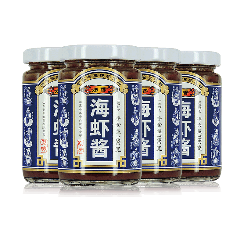 姑香海虾酱虾籽酱160g*4瓶山东烟台特产即食鲜虾酱海鲜酱