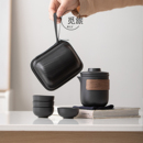 陶瓷快客杯便携式 一壶四杯户外车载简易随身泡伴手礼 旅行茶具套装