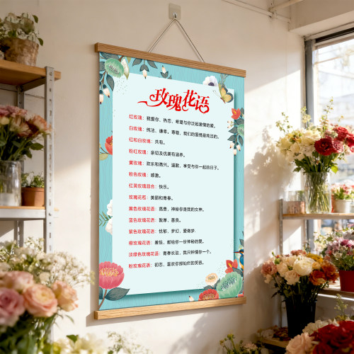 鲜花店墙面装饰挂画花语海报网红打卡拍照区背景氛围布置挂画qt