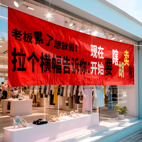 服装店清仓横幅广告海报
