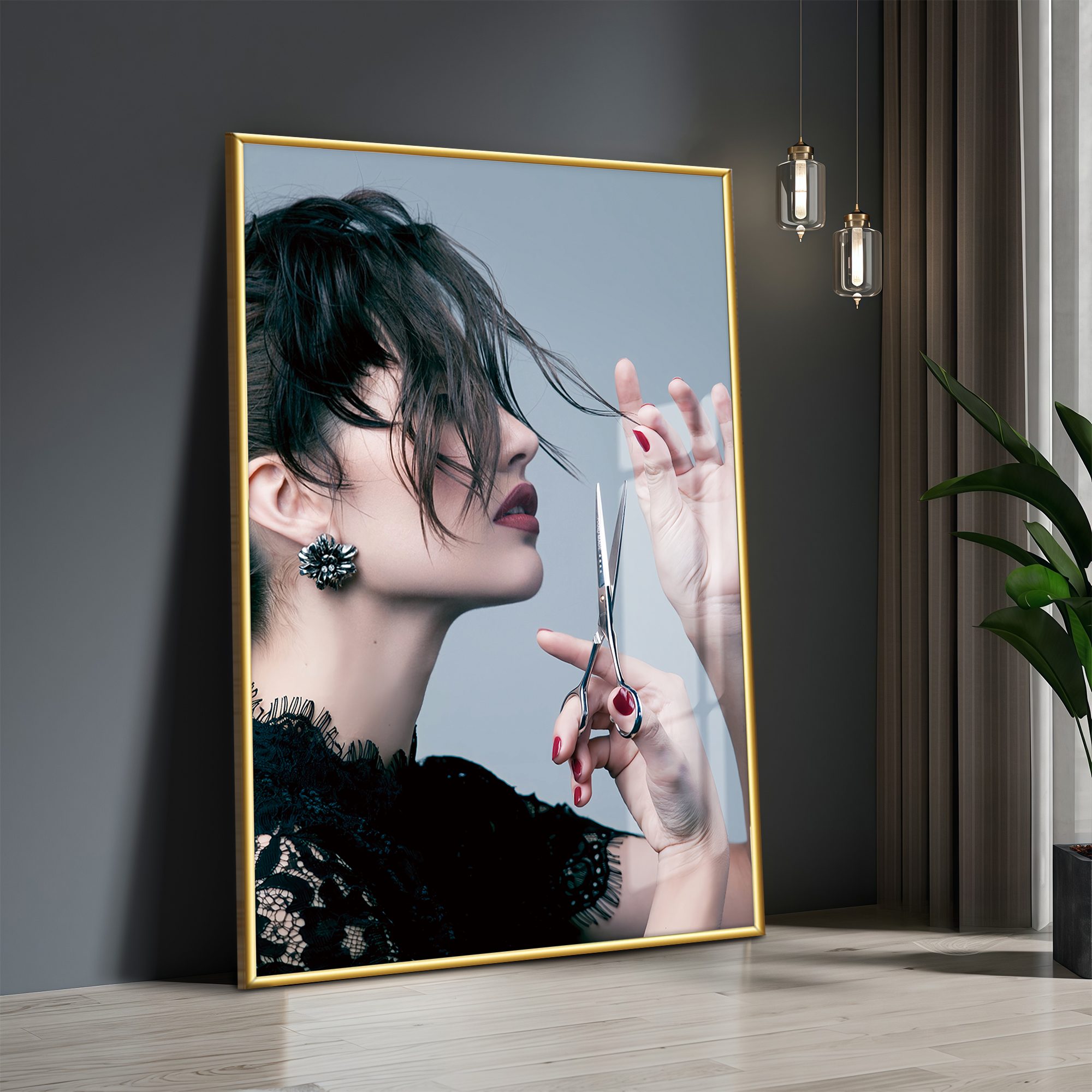 理发店墙面装饰画发廊烫染发型宣传挂画美发店形象背景墙装饰贴纸