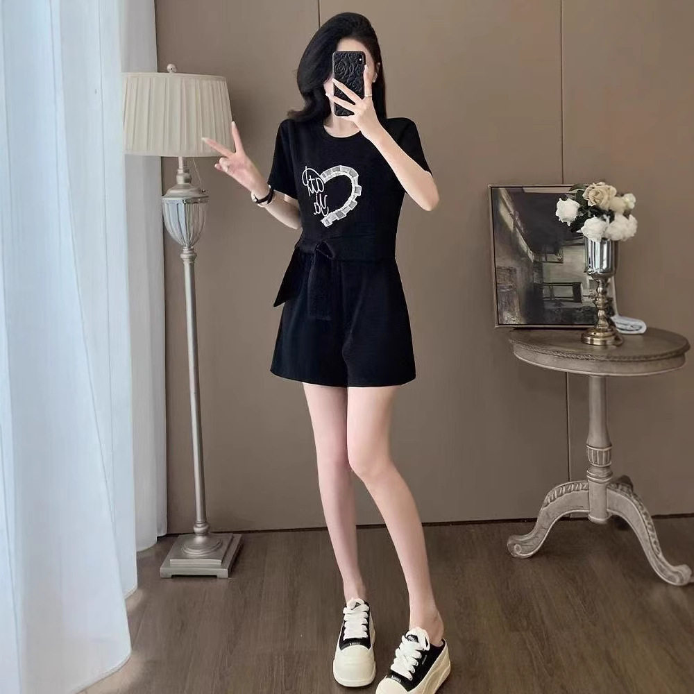 2025新款夏季小个子时尚运动套装女宽松休闲减龄短袖短裤两件套潮