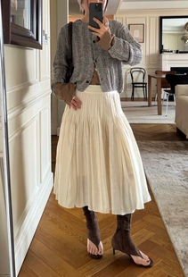 sage 叠褶塔克量感A型中长半身裙超好看独特漂亮半裙 原版定制