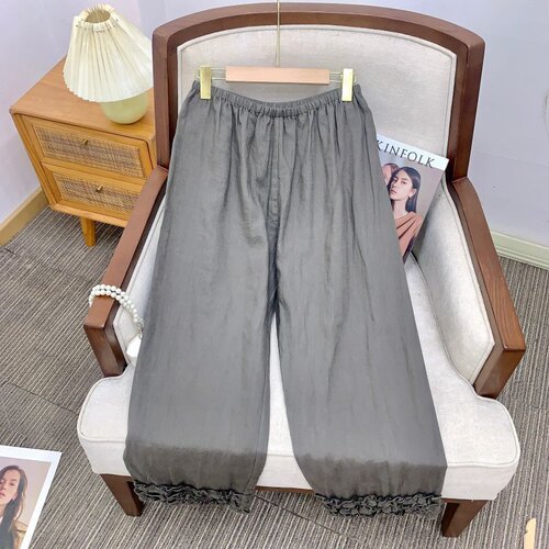 Owish[山林精灵]不可多得的灵动亚麻花边休闲裤显瘦百搭实穿