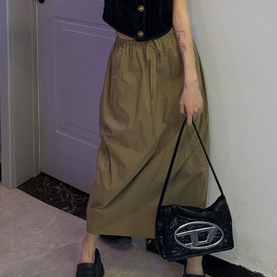 RR定制 jaja 夏日空气感T400弹力抗皱冰感抽褶松紧花苞半裙