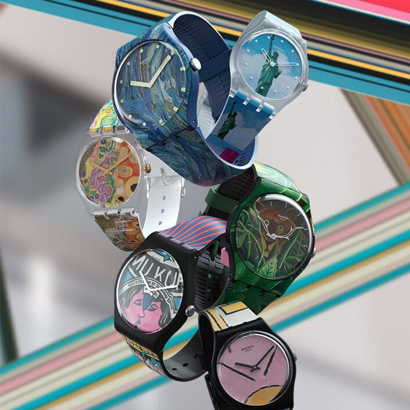 swatch斯沃琪瑞士手表moma合作款星空艺术礼盒男女情侣表suoz335