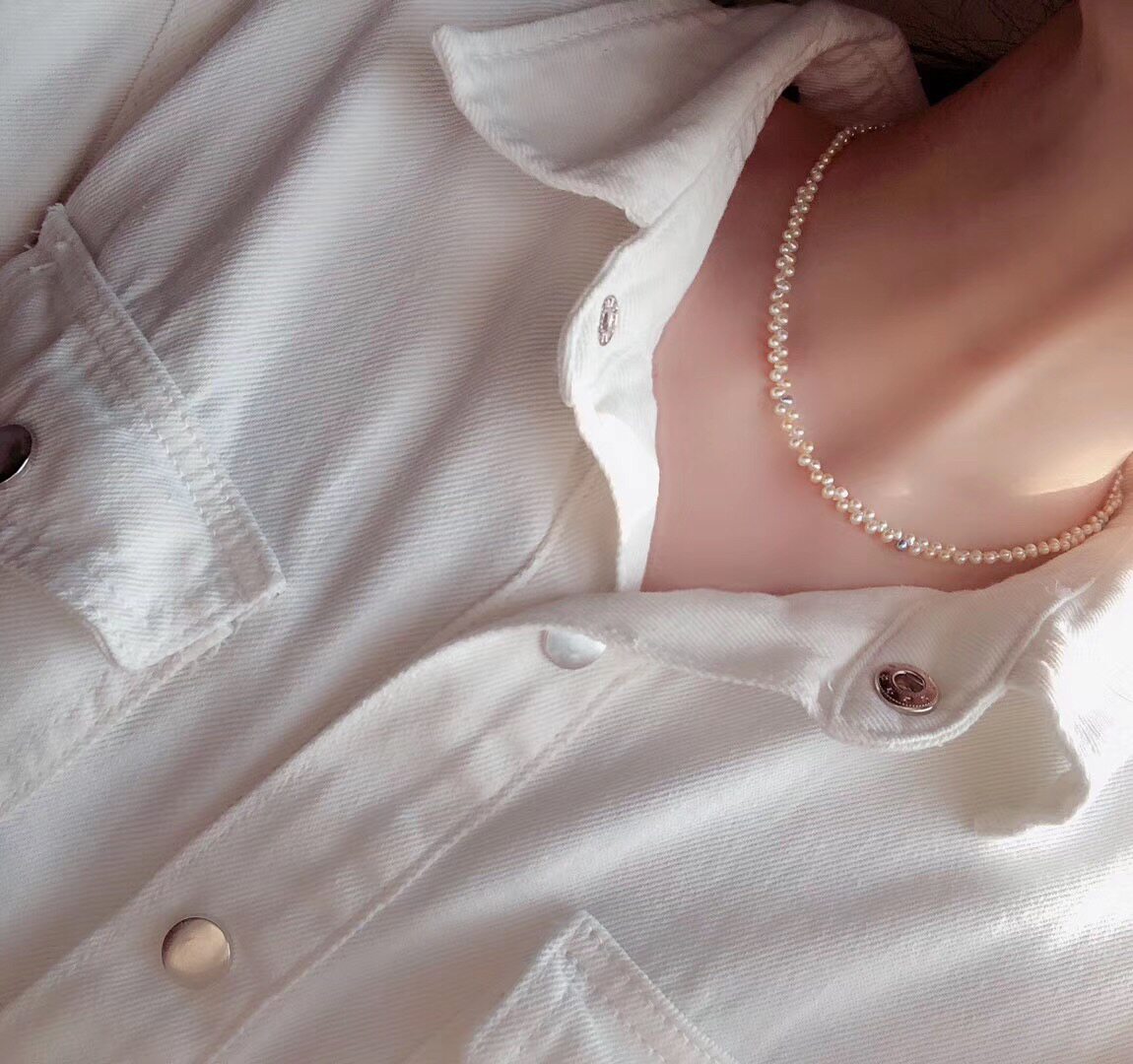 『有名堂』日本akoya海水珍珠项链锁骨链choker 18k黄金链可调节
