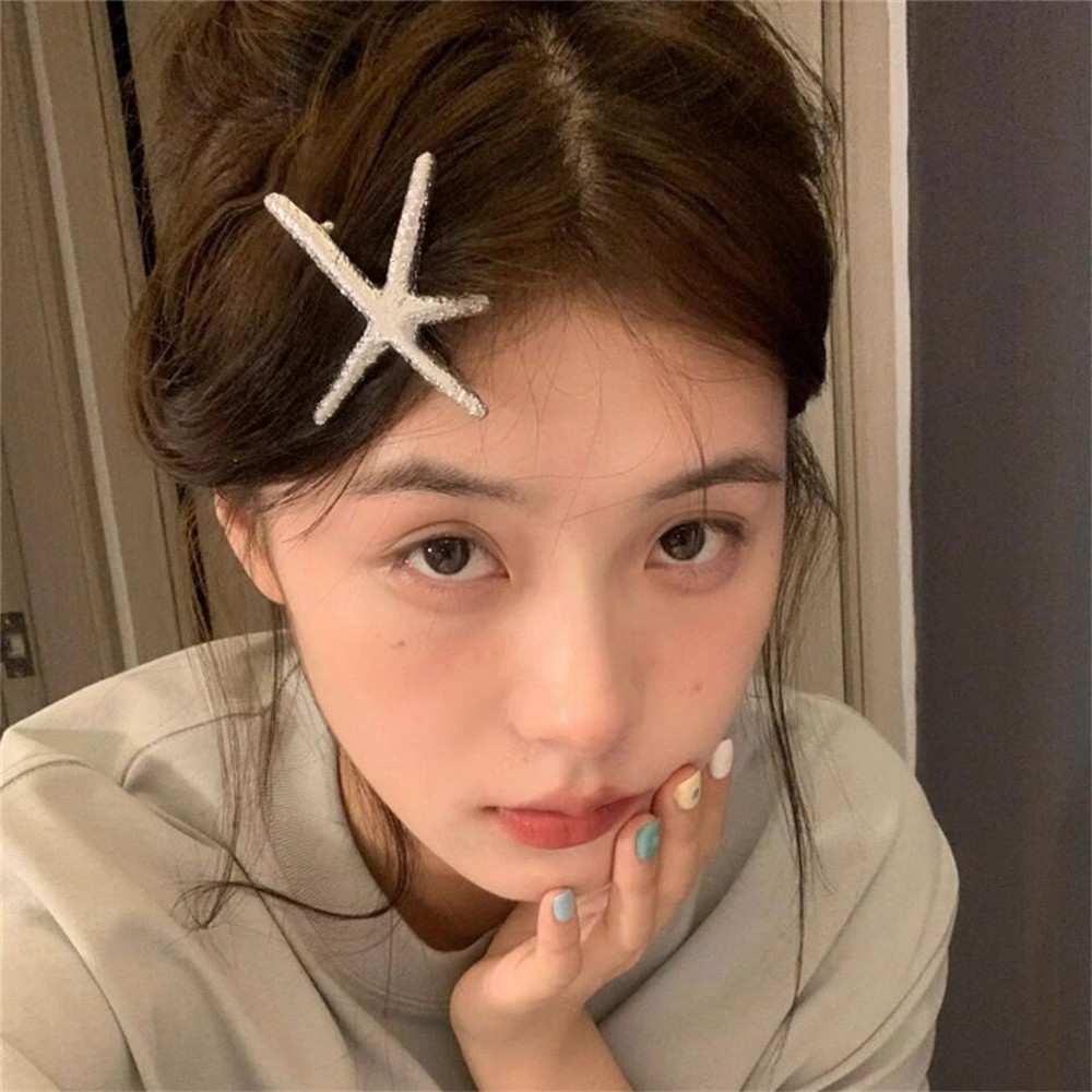 韩国ins博主海星夹子甜酷风出街鸭嘴几何侧边发夹刘海爆款复古