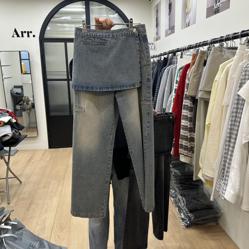 可拆卸屁帘拼接牛仔裤裙帘