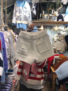 韩国东大门2025秋冬新款 女 洋气百搭高腰显瘦字母贴布针织休闲短裤