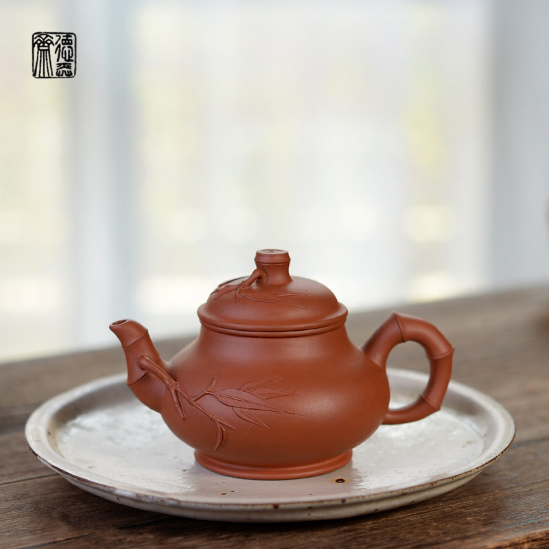 德弈斋宜兴紫砂茶壶中式复古九十年代紫砂一厂红泥张丽娟虚竹壶