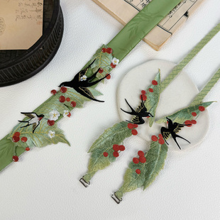 云深雾浅 原创百搭汉服刺绣肩带可替换古风配饰细腰带 樱桃芭蕉