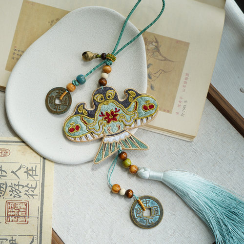 云深雾浅 春风归 原创双面刺绣纸鸢挂饰流苏包挂汉服禁步赵二挂件