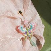 原创刺绣蝴蝶防风夹扣汉服袖 云深雾浅 粉蝶 口固定器古风旗袍配饰