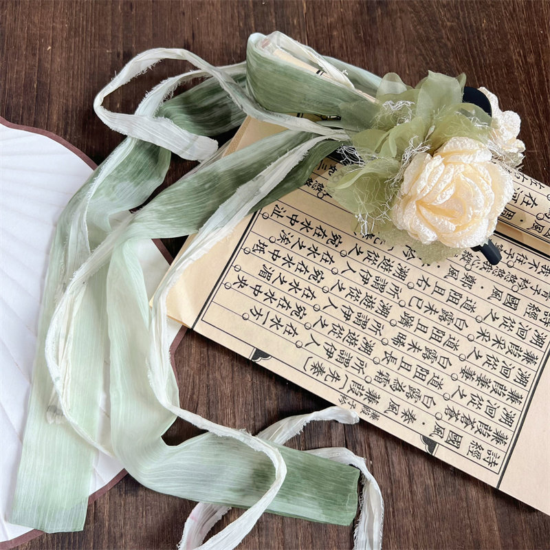 云深雾浅 抚柳 原创百搭汉服抓夹超仙盘发飘带夹子懒人鲨鱼夹头饰