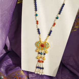 云深雾浅 如意锁 原创汉服璎珞流苏背云青金石项链汉服配饰晚明风