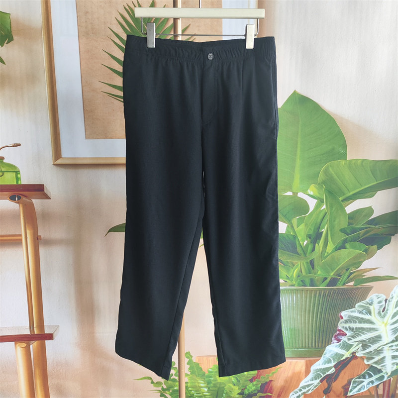 欧洲站春季羊毛混纺休闲风黑色松紧腰直筒裤男宽松百搭梭织长裤,男装,休闲裤,淘宝优惠券,粉丝福利购,淘宝优惠卷