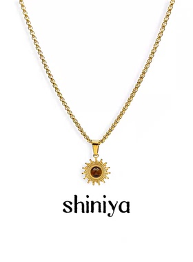 太阳花钛钢男士项链不掉色