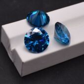 瑞士蓝圆钻深海蓝宝石圆石戒指 瑞士蓝锆石裸石耳钉配饰石DIY