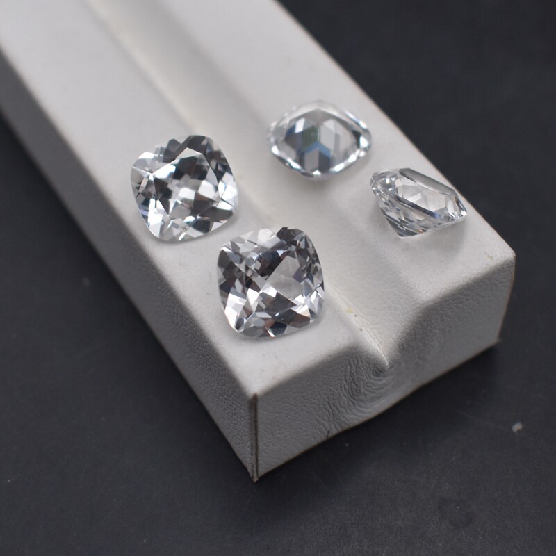 过钻笔枕形白宝石戒面裸石diy耳钉配石 饰品配钻肥正方形仿莫桑石