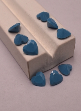 尖底心形蓝绿松石戒面裸石 合成蓝绿松石心形宝石332#耳钉配石diy