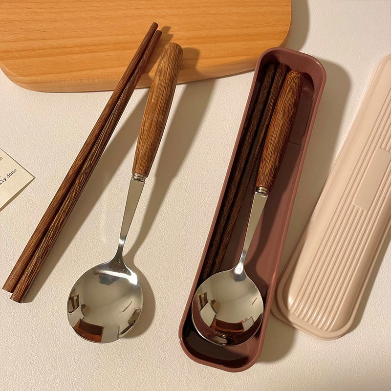 不锈钢便携筷子勺子便携餐具外带上班族勺子筷子一人用旅行收纳盒