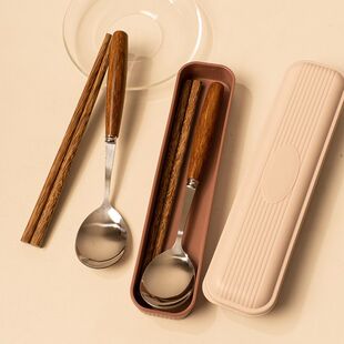 国潮款式木筷子不锈钢便携餐具一人一筷专人专用高档筷子勺子叉子