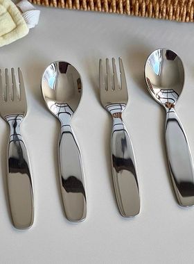 不锈钢儿童叉子勺子食品级小号加厚甜品勺辅食酸奶冰淇淋蛋糕叉勺