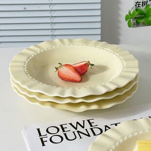 意面盘8英寸盘塑料沙拉甜品盘子 家用成人花边西餐盘深盘ins法式