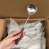 家用不锈钢食品级汤勺厨房仿木柄胡桃色炒菜锅铲 老板娘自留款