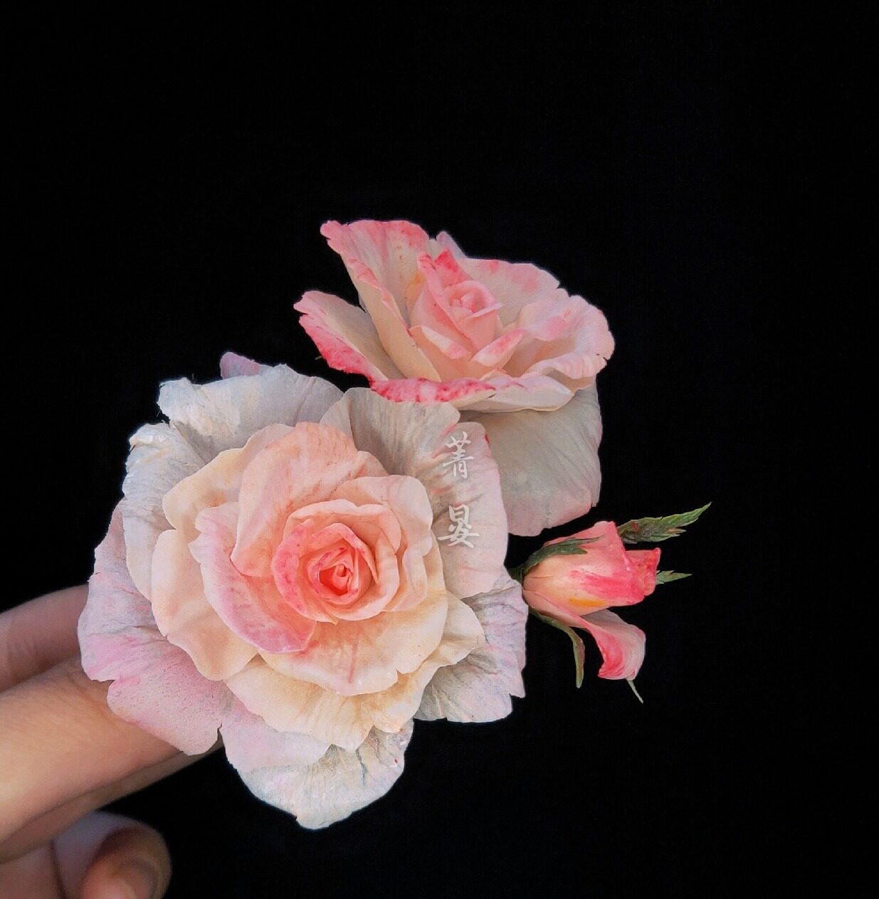 菁晏`香槟玫瑰花簪花月季蔷薇发簪汉服配饰古风头饰非遗发饰发夹