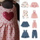 子彩色爱心满印背心裙KS系列儿童休闲背带裤 现货 女童牛仔外套裤