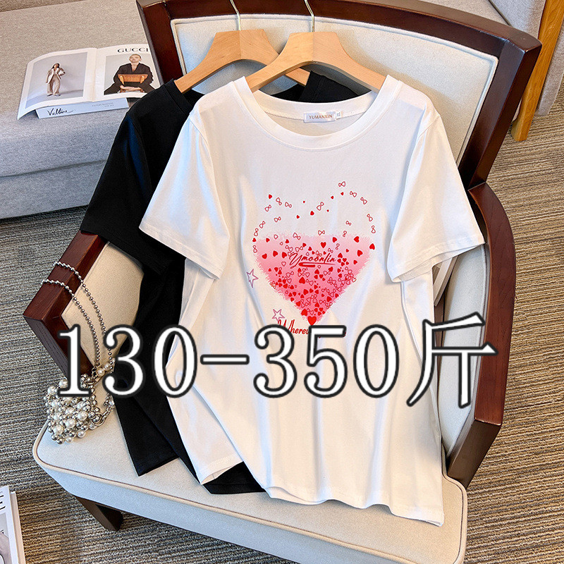 圓領加肥上衣寬松2024年夏季棉