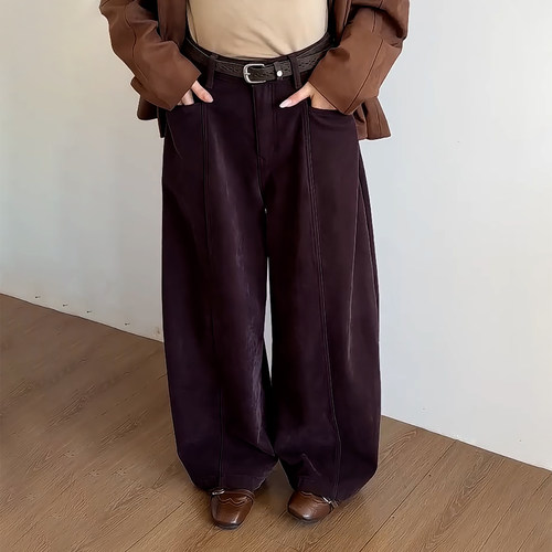 洋气时髦高级感舒适弯刀阔腿长裤