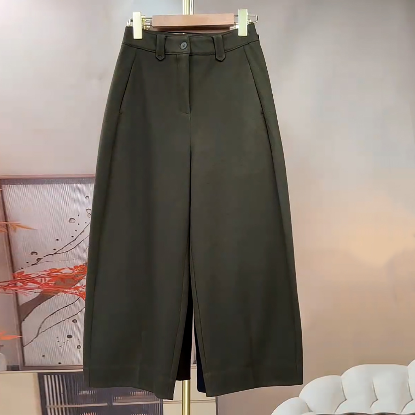 九分加厚薄绒毛呢百搭弯刀休闲裤