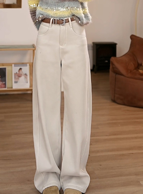 Ader牛仔裤女2026春季新高腰宽松遮胯显瘦时尚通勤百搭直筒休闲裤