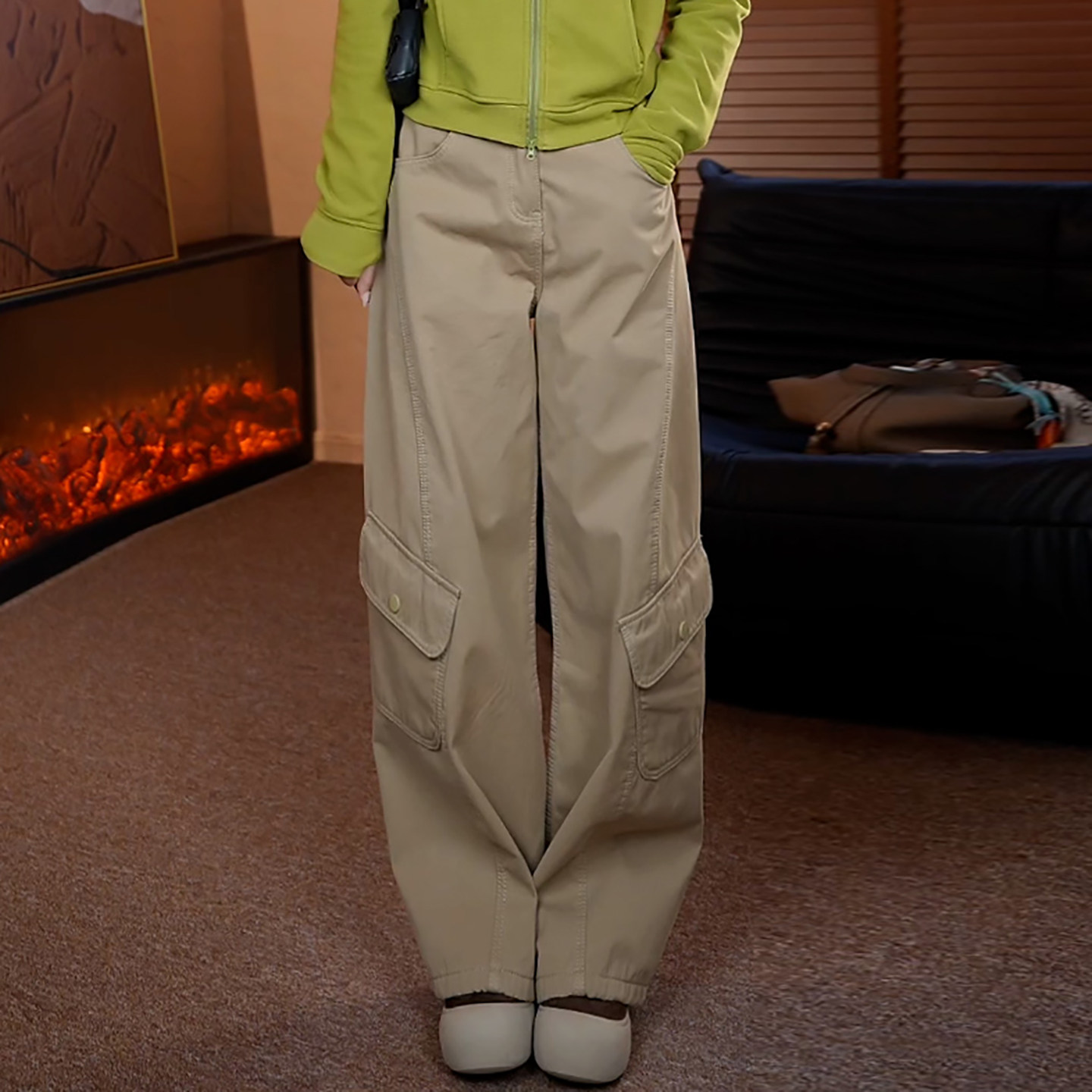 Ader工装休闲裤女2026春季新款辣妹百搭高腰宽松显瘦阔腿弯刀裤潮,女装/女士精品,大码裤装,淘宝优惠券,粉丝福利购,淘宝优惠卷