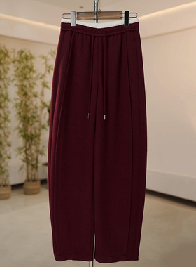 Ader安可拉红加绒加厚香蕉裤女2025秋冬新款高腰宽松遮胯弯刀裤子