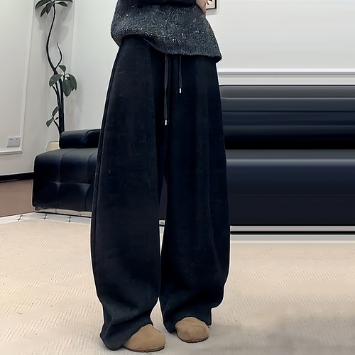 时尚百搭显瘦加绒加厚弯刀休闲裤