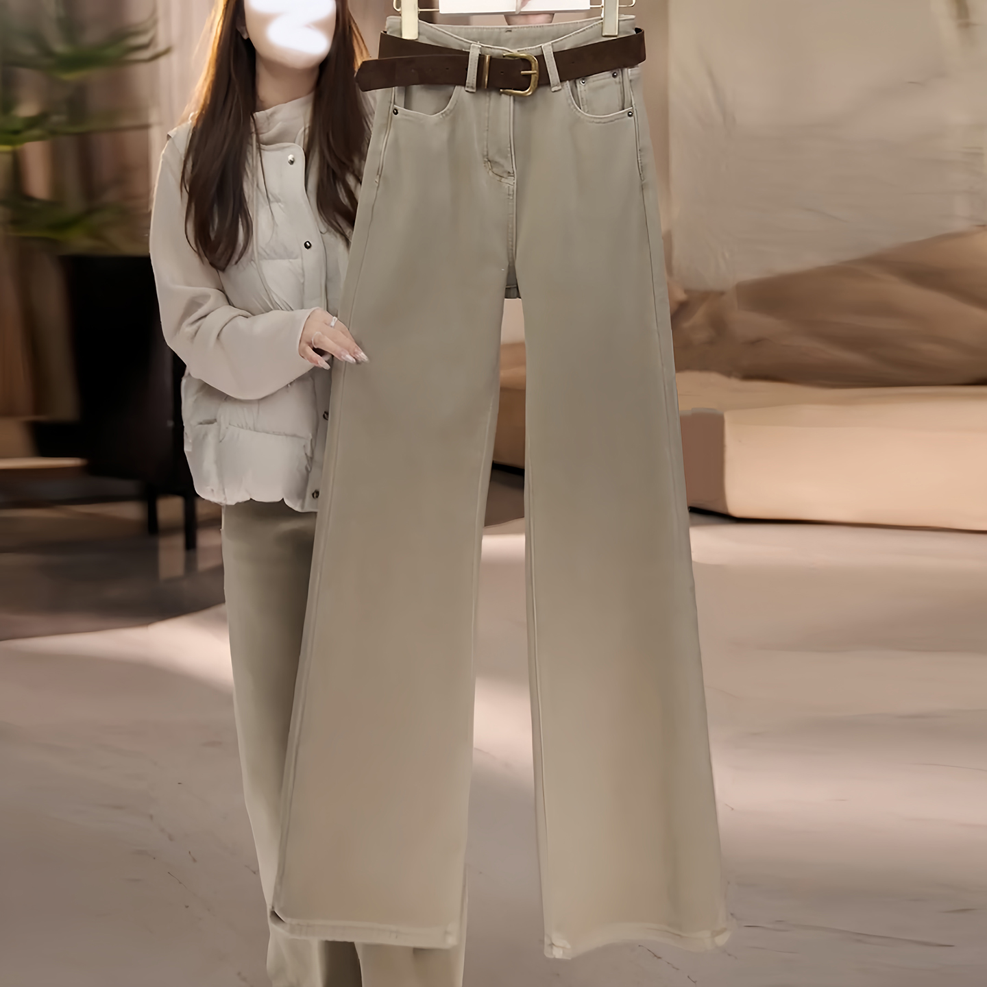 时尚百搭显瘦保暖微喇加绒牛仔裤