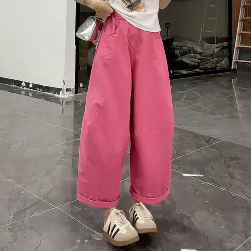 舒适百搭宽松简约感九分阔腿裤子