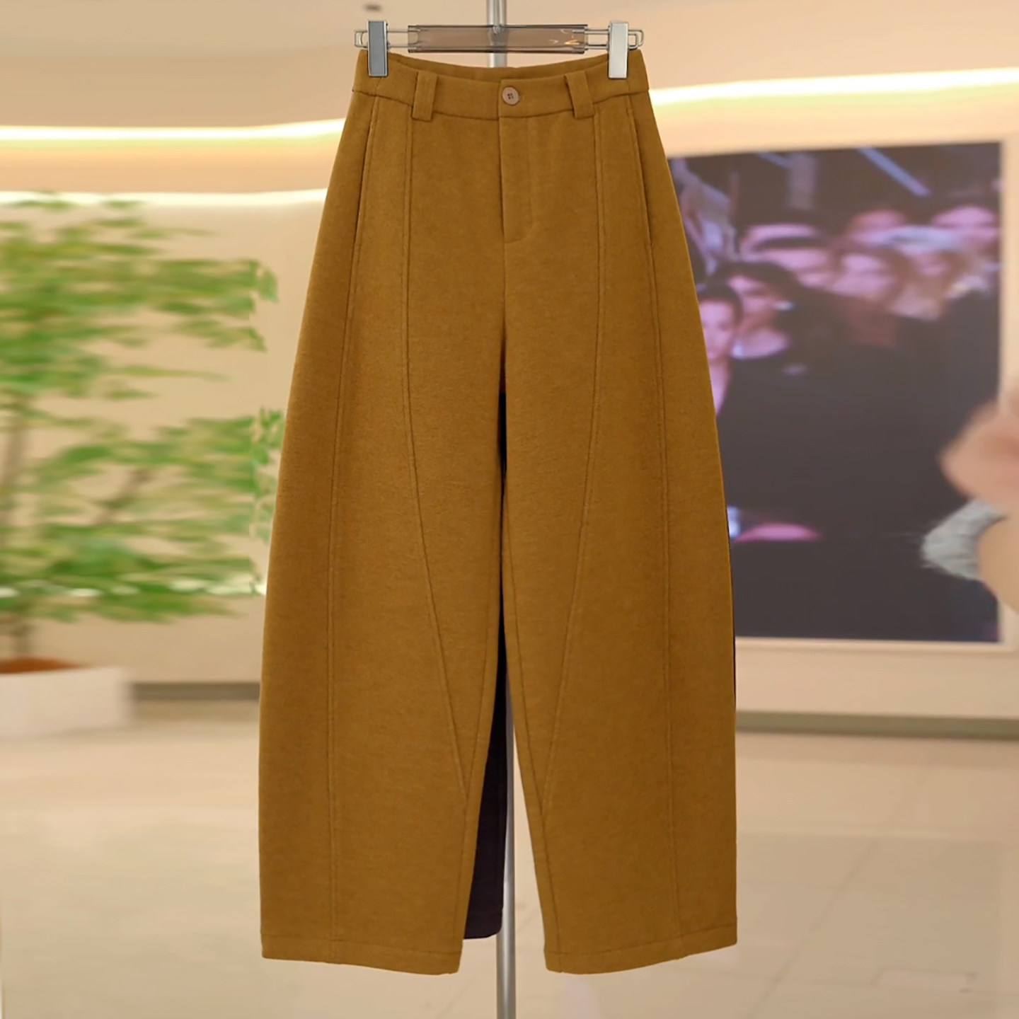 绵羊毛加绒加厚弯刀阔腿休闲裤